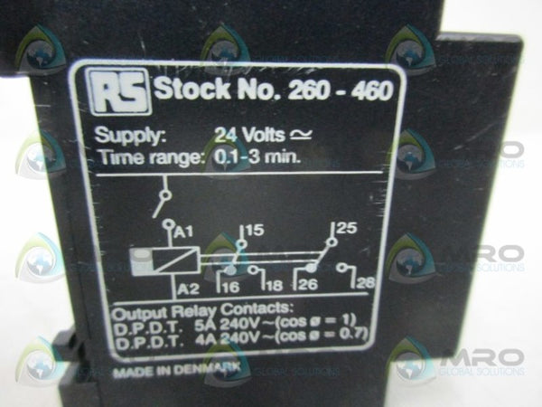 BRODERSEN XF-D2.024.3 260-460 TIMER RELAY 0.1-3 MIN.  NSNP