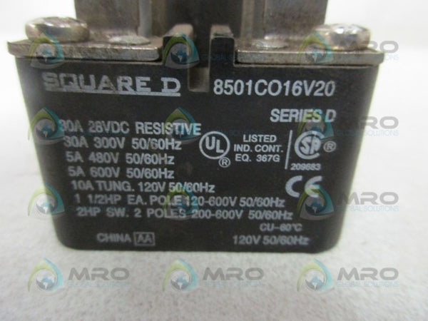 SQUARE D 8501CO16V20 RELAY  UNMP