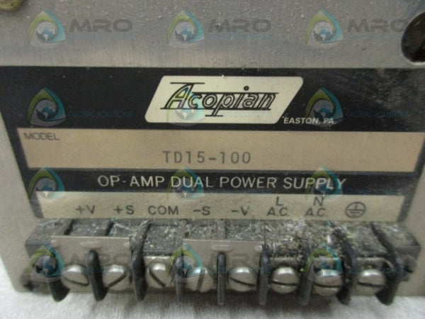 ACOPIAN TD15-100 POWER SUPPLY  UNMP
