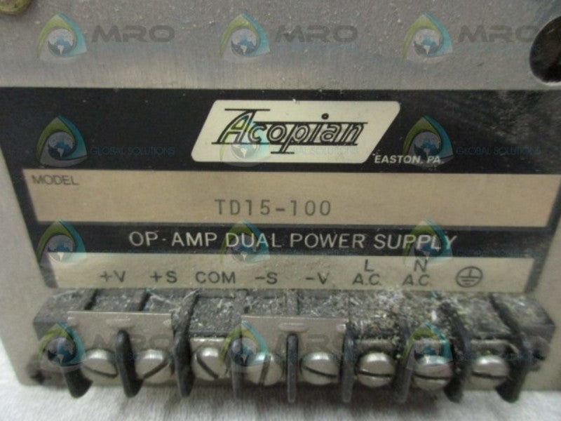 ACOPIAN TD15-100 POWER SUPPLY  UNMP