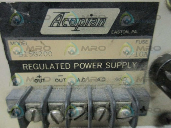 ACOPIAN B15G200 REGULATED POWER SUPPLY  UNMP