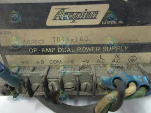 ACOPIAN TD15-160 POWER SUPPLY (AS PICTURED)  UNMP