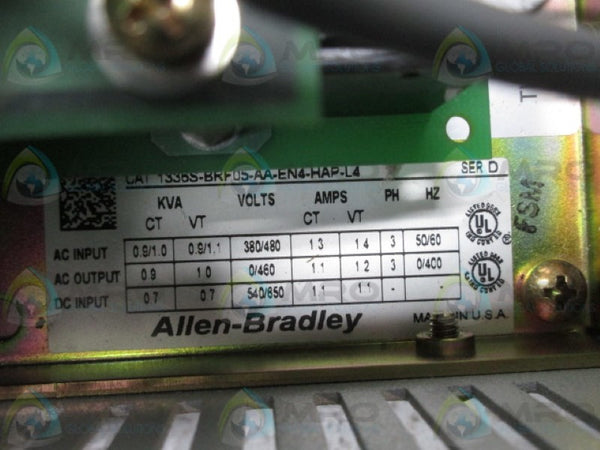 ALLEN BRADLEY 1336S-BRF05-AA-EN4-HAP-L4 SER D AC DRIVE  UNMP