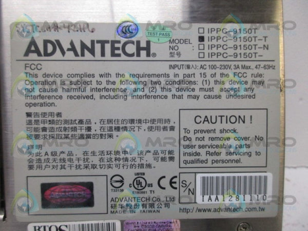 ADVANTECH IPPC-9150T-T OPERATOR INTERFACE PANEL  UNMP