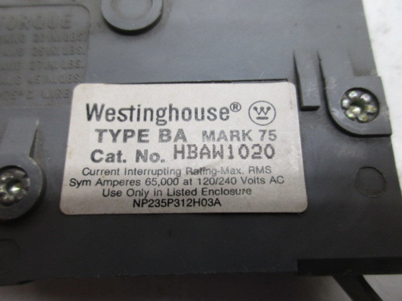 WESTINGHOUSE HBAW1020 CIRCUIT BREAKER  UNMP