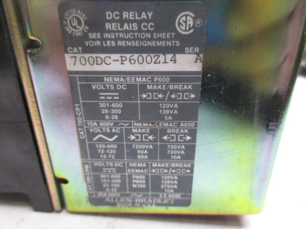 ALLEN BRADLEY 700DC-P600Z14 SER A DC RELAY  UNMP