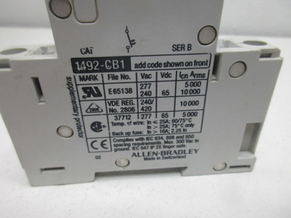 ALLEN BRADLEY 1492-CB1G100 SER. B CIRCUIT BREAKER 10A  UNMP