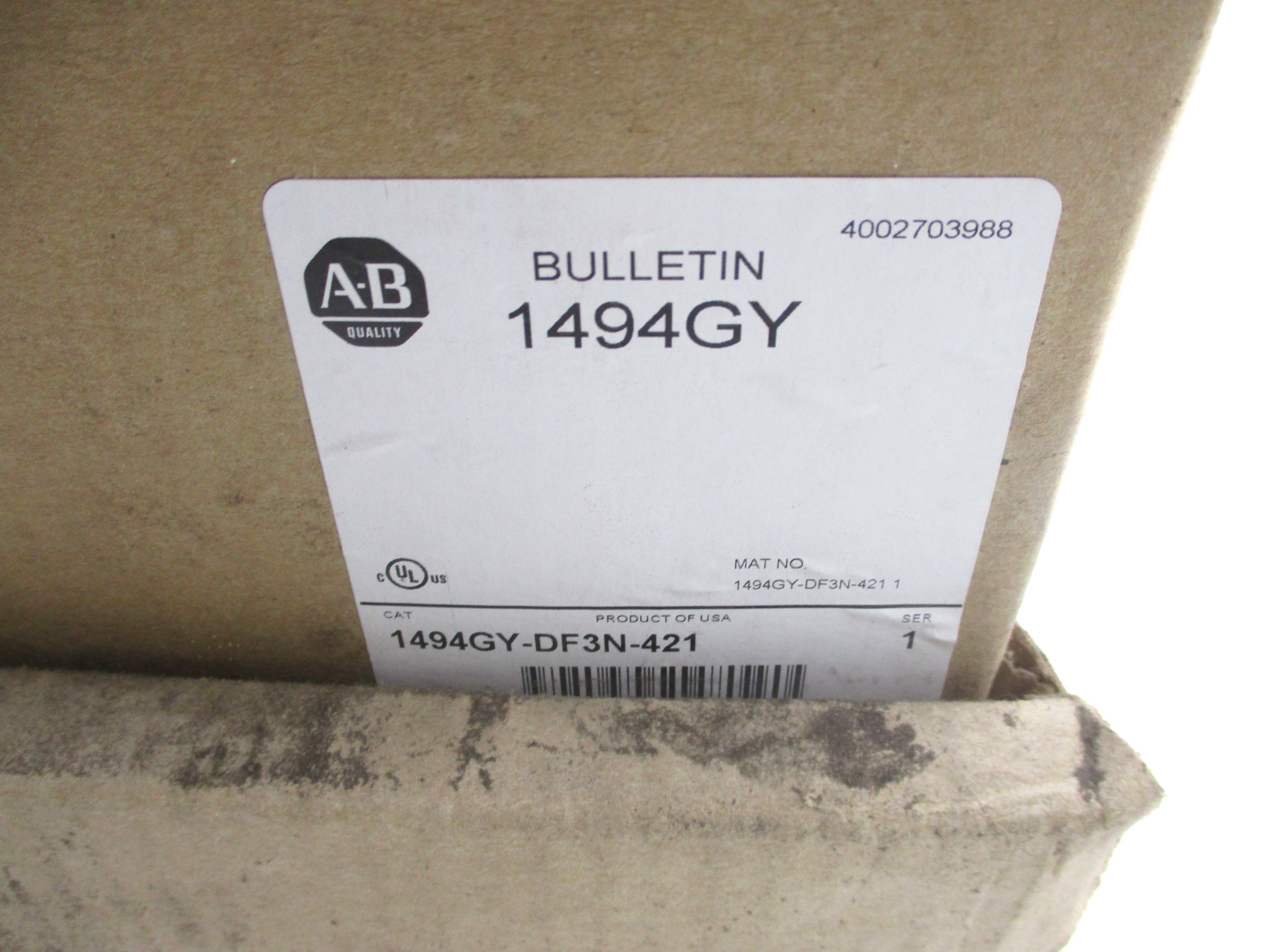 ALLEN BRADLEY 1494GY-DF3N-421 SER. 1 NSFS