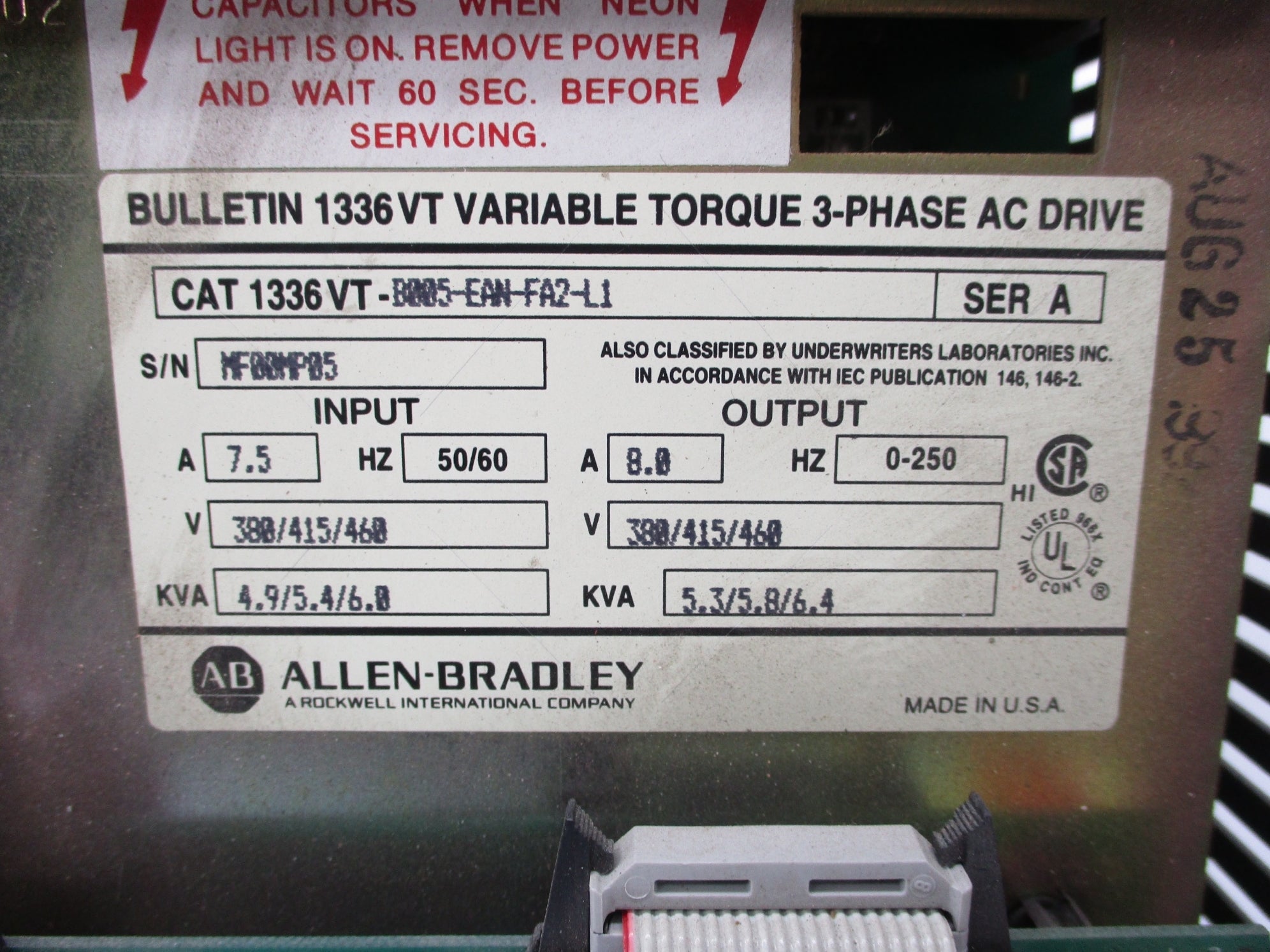 ALLEN BRADLEY 1336VT-B005-EAN-FA2-L1 SER. A UNMP