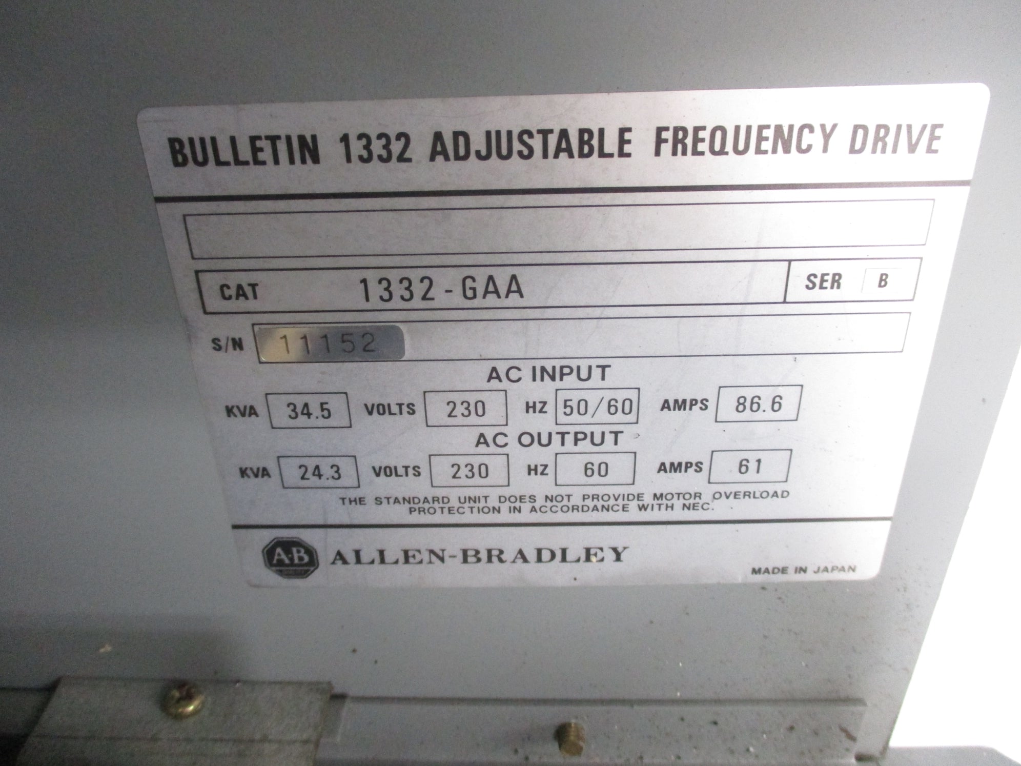 ALLEN BRADLEY 1332-GAA SER. B UNMP