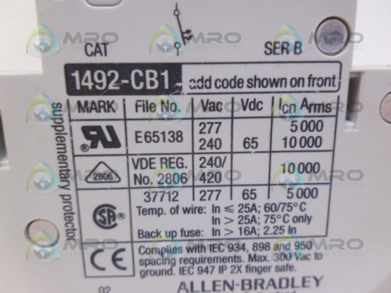 ALLEN BRADLEY 1492-CB1G060 SER. B 6A UNMP