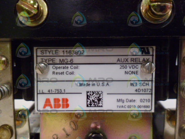 ABB 1163802 AUXILLARY RELAY NSNP