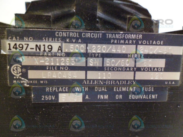 ALLEN BRADLEY 1497-N19 SER A TRANSFORMER  UNMP