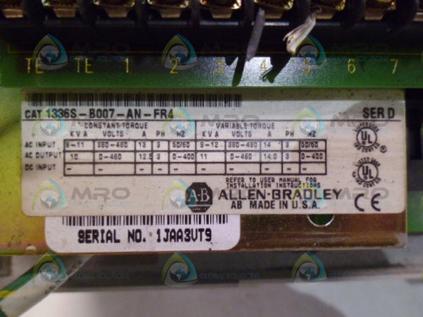 ALLEN BRADLEY 1336S-B007-AN-FR4 SER D DRIVE (AS PICTURED) UNMP