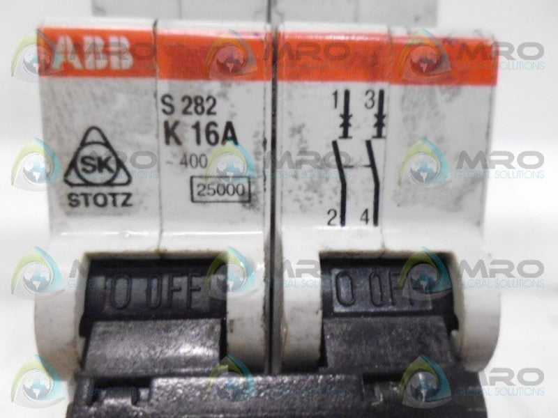 ABB S282-K16 CIRCUIT BREAKER 16A UNMP