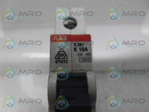 ABB S281-K10 CIRCUIT BREAKER 10A UNMP