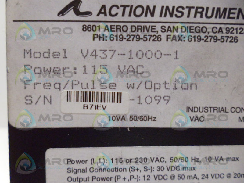 ACTION INSTRUMENTS V437-1000-1 INDICATOR NSMP