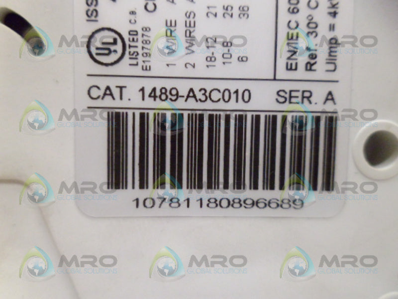 ALLEN BRADLEY 1489-A3C010 SER. A CIRCUIT BREAKER NSNP
