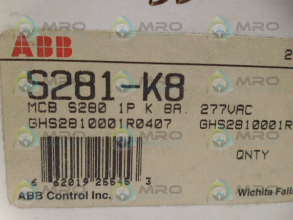 ABB S281-K8 CIRCUIT BREAKER NSMP