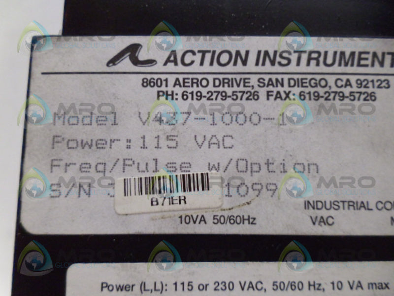ACTION INSTRUMENTS V437-1000-1 INDICATOR UNMP