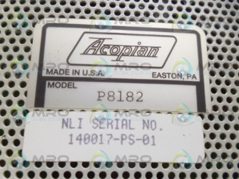 ACOPIAN P8182 POWER SUPPLY NSNP
