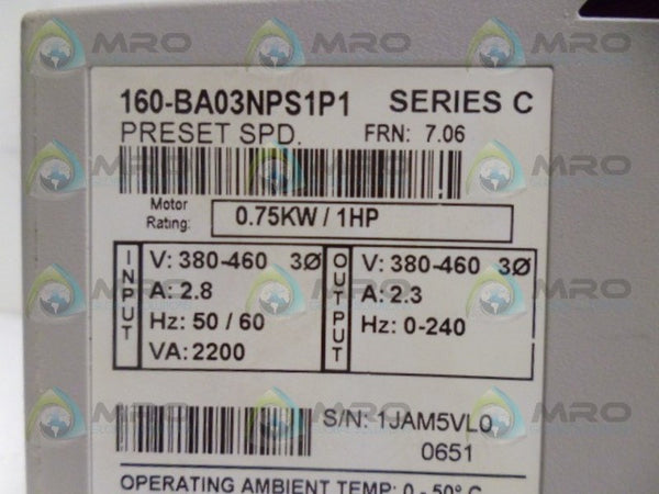 ALLEN BRADLEY 160-BA03NPS1P1 SER. C F/W 7.06 UNMP