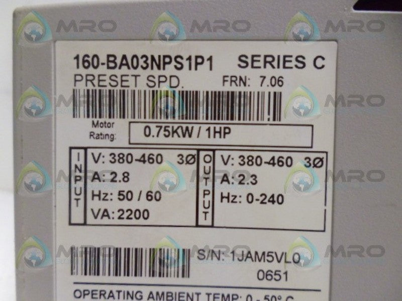 ALLEN BRADLEY 160-BA03NPS1P1 SER. C F/W 7.06 UNMP