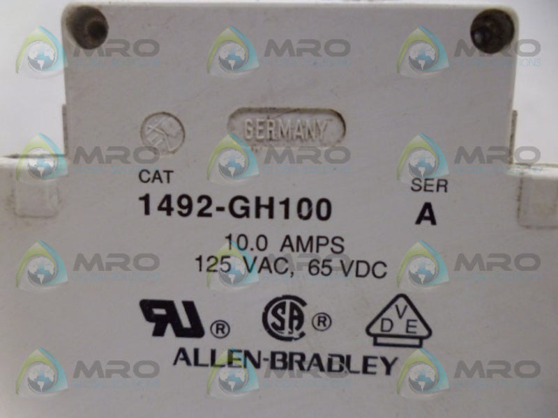 ALLEN BRADLEY 1492-GH100 SER. A CIRCUIT BREAKER UNMP