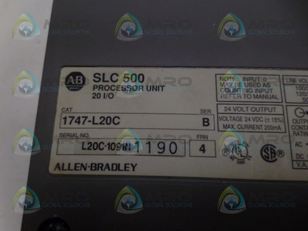 ALLEN BRADLEY 1747-L20C SER. B PROCESSOR UNIT (AS PICTURED) UNMP