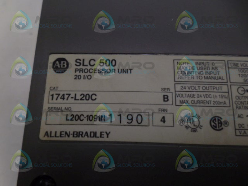 ALLEN BRADLEY 1747-L20C SER. B PROCESSOR UNIT (AS PICTURED) UNMP