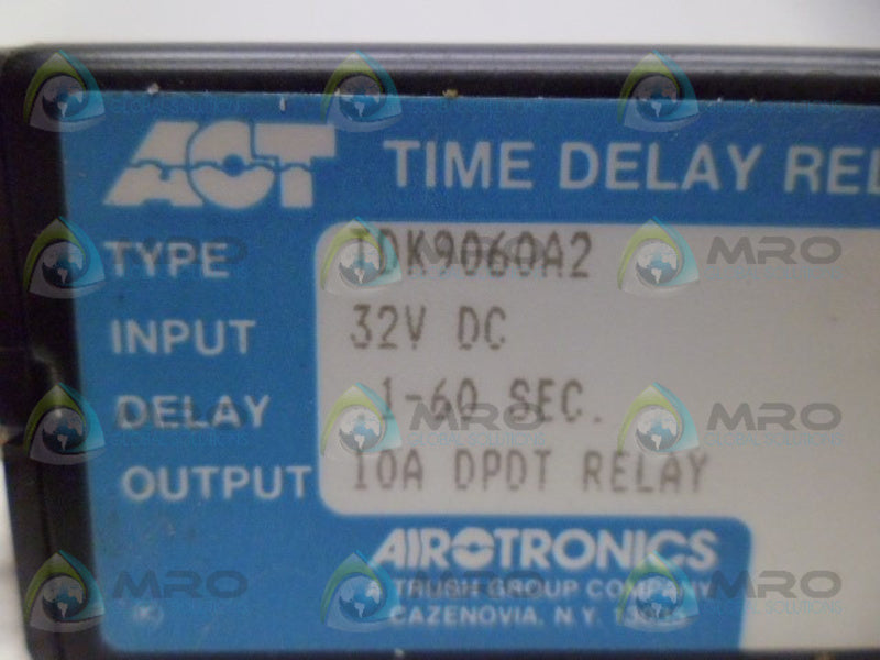 AIROTRONICS TDK9060A2 TIME DELAY RELAY .1-60 SEC. NSNP