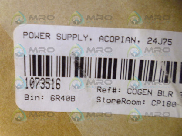 ACOPIAN 24J75 REGULATED POWER SUPPLY NSMP
