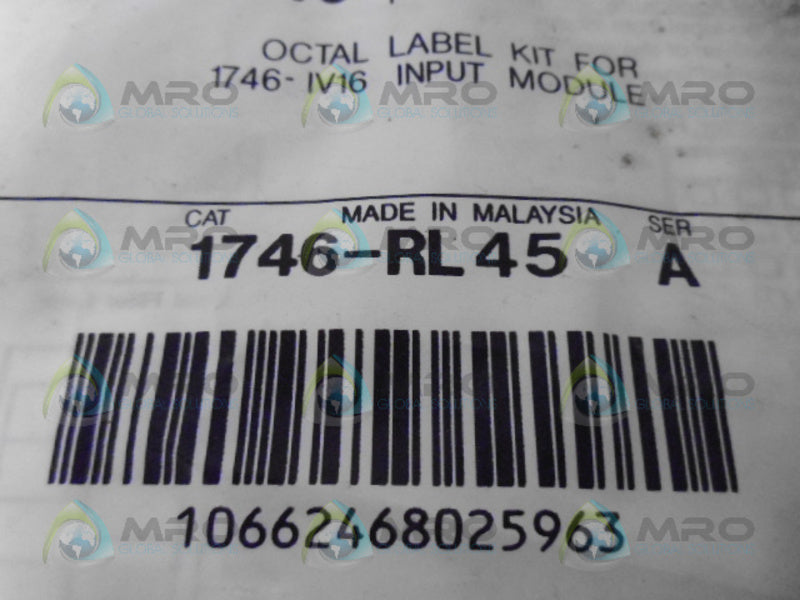 ALLEN BRADLEY 1746-RL45 SER. A OCTAL LABEL KIT NSMP