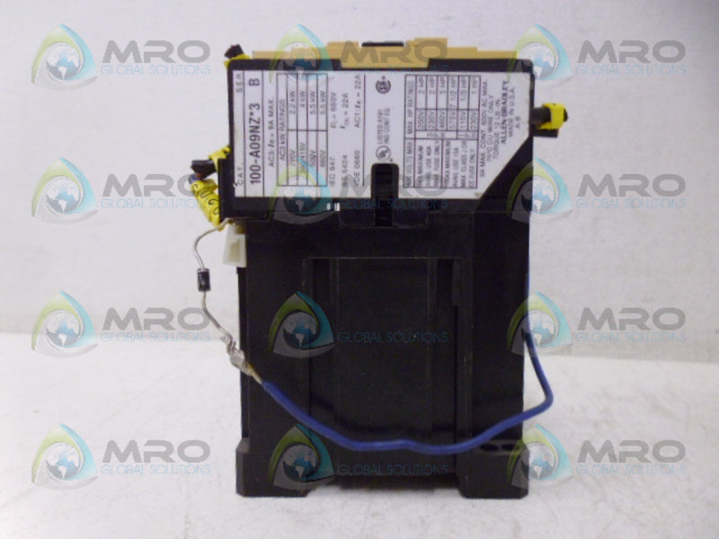 ALLEN BRADLEY 100-A09NZ243 SER. B CONTACTOR 24VDC UNMP