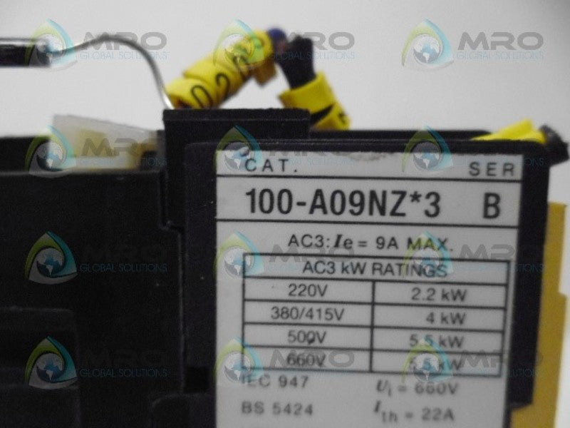 ALLEN BRADLEY 100-A09NZ243 SER. B CONTACTOR 24VDC UNMP