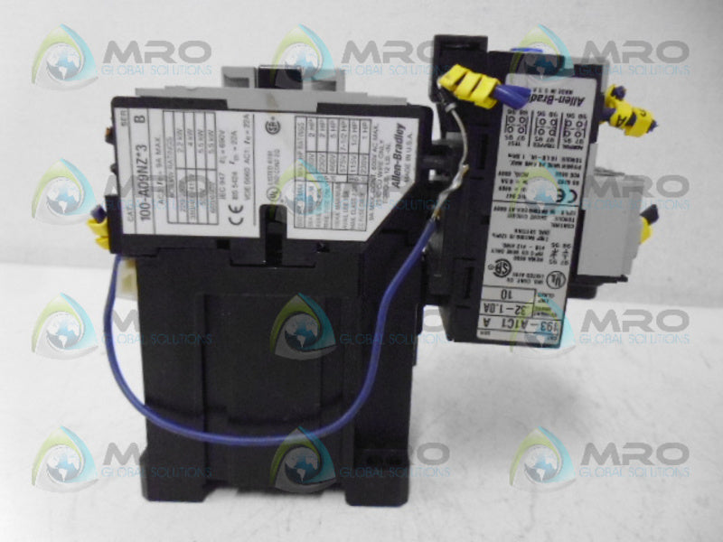 ALLEN BRADLEY 100-A09NZ3 SER. B CONTACTOR AND 193-AIE SER. A UNMP