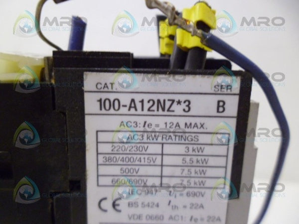 ALLEN BRADLEY 100-A12NZ243 SER. B CONTACTOR 24VDC UNMP