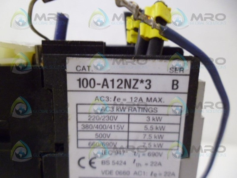 ALLEN BRADLEY 100-A12NZ243 SER. B CONTACTOR 24VDC UNMP