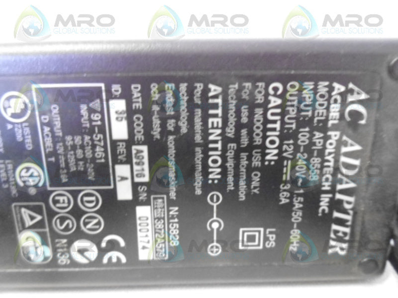 ACBEL POLYTECH API-8558 AC ADAPTER  UNMP