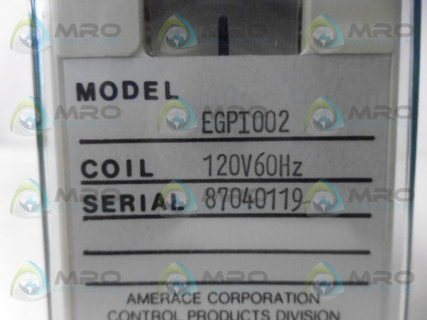 AGASTAT EGPI002 RELAY 120V 60HZ NSMP