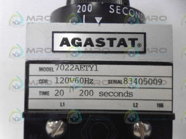 AGASTAT 7022AETY1 TIMING RELAY (20-200 SECONDS) NSNP