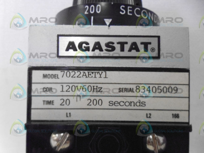 AGASTAT 7022AETY1 TIMING RELAY (20-200 SECONDS) NSNP