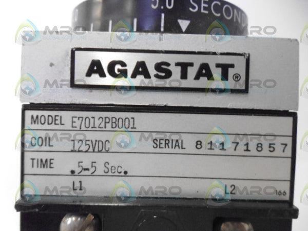 AGASTAT E7012PB001 TIMING DELAY RELAY .5-5 SEC. NSNP