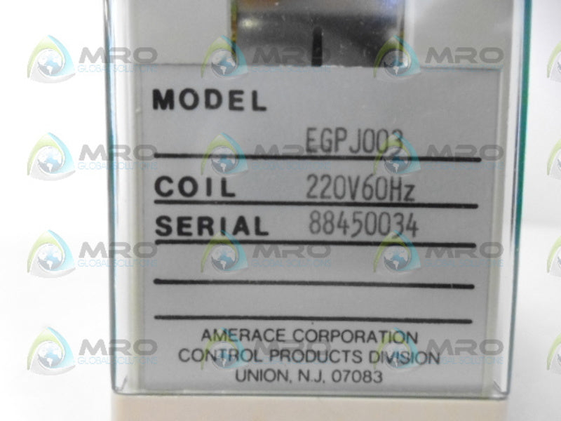 AGASTAT EGPJ003 RELAY 220V 60HZ NSMP