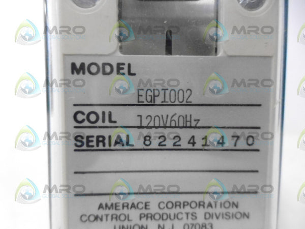 AGASTAT EGPI002 RELAY 120V 60HZ NSNP