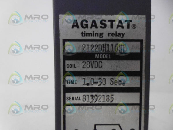 AGASTAT 2122DH116NF TIMING RELAY 28VDC (1-30 SECONDS) UNMP