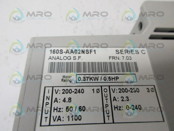 ALLEN BRADLEY 160S-AA02NSF1 SER. C F/W 7.03 DRIVE UNMP