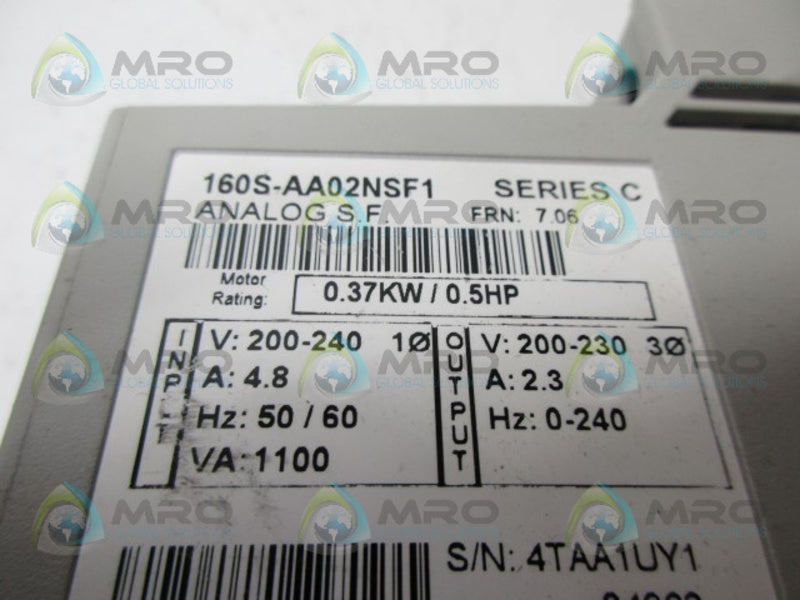 ALLEN BRADLEY 160S-AA02NSF1 SER. C F/W 7.06 AC DRIVE UNMP