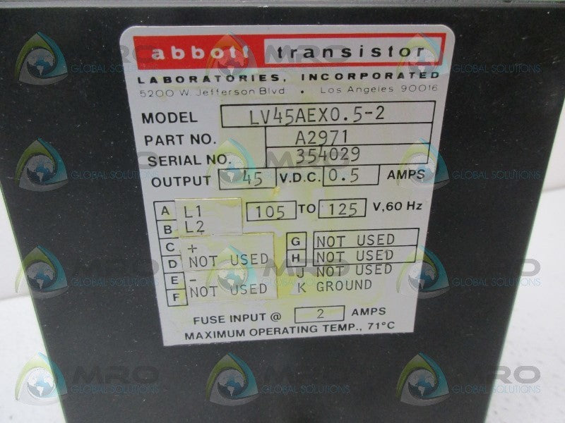 ABBOTT A2971 TRANSISTER UNMP