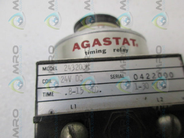 AGASTAT 24320CH TIME DELAY RELAY 0.8-15 SEC. UNMP